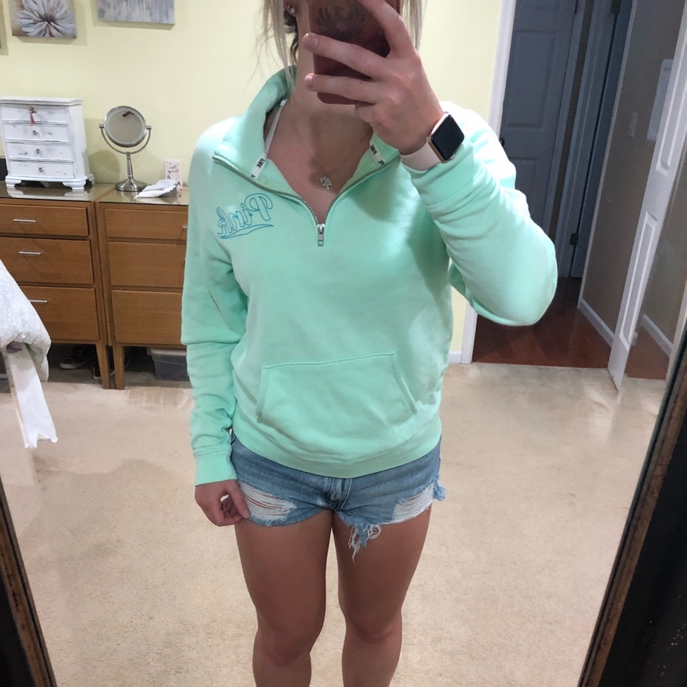 Teal VS PINK Quarter Zip Sweatshirt